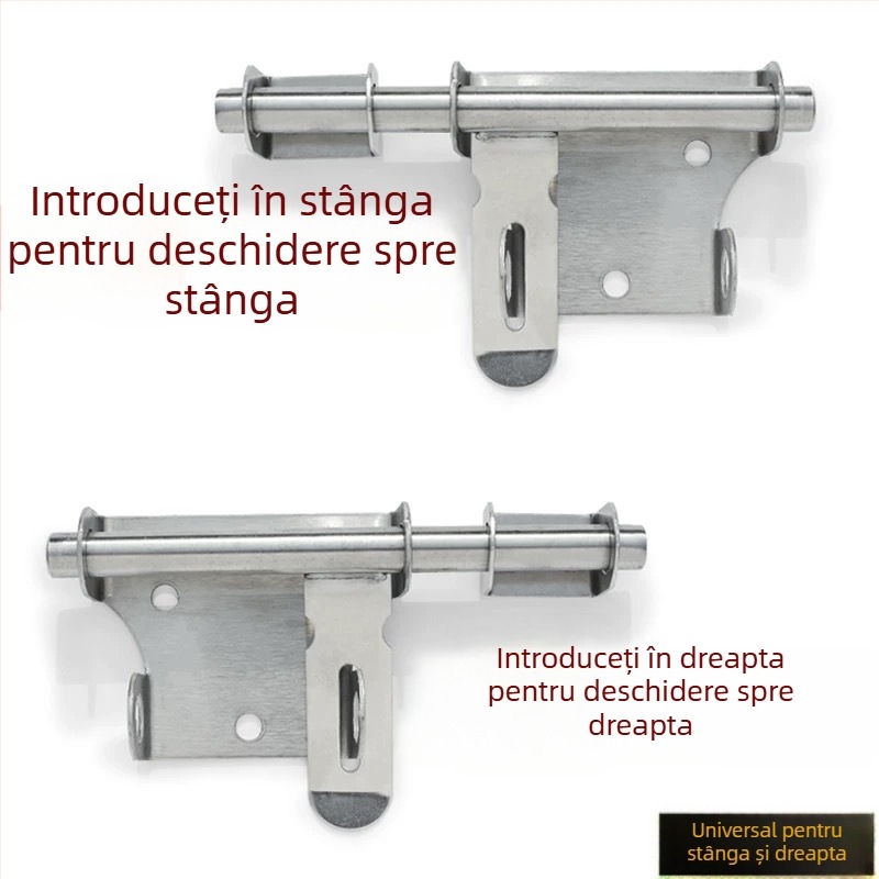 Încuietoră de ușă din oțel inoxidabil 304 cu placă de blocare, montaj stânga-dreapta, compatibil cu lacăt
