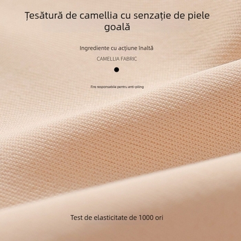 Sutien Camellia fără cusături, susținere moale, push-up anti-gravitațional, respirabil și confortabil; cupe 3/4, model subțire din nylon; bretele fixe duble; închidere spate cu trei rânduri de cârlige