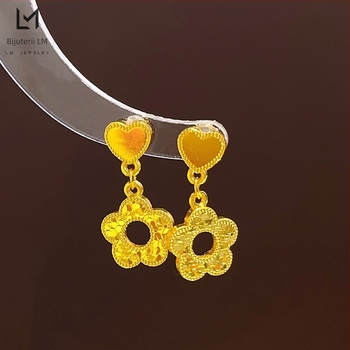 Cercei stud inimă-floare, știft din oțel inoxidabil, stil pastoral, design proaspăt și dulce, pentru copii