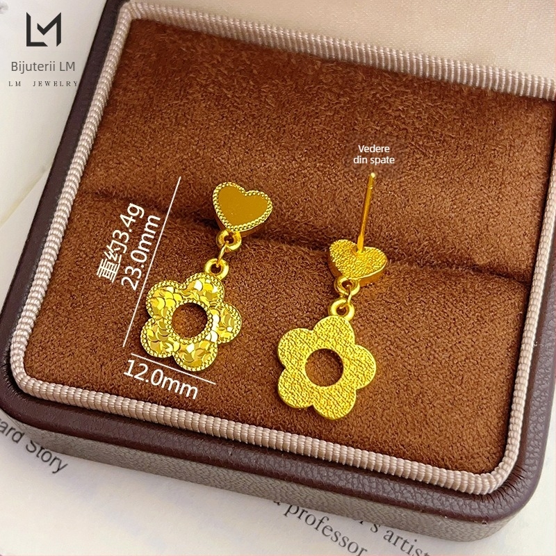 Cercei stud inimă-floare, știft din oțel inoxidabil, stil pastoral, design proaspăt și dulce, pentru copii