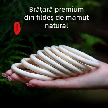 Brățară din fildeș de mamut natural, material în nuanțe de gheață, model complet cu design circular, versiune lată, stil Concubina Imperială