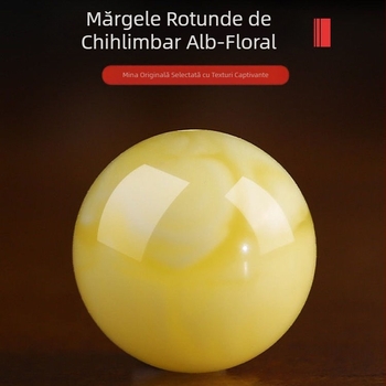 Ceară naturală de albine – mărgea circulară 12 mm, galben cu model floral plutitor, mărga pentru brățară, material mineral natural