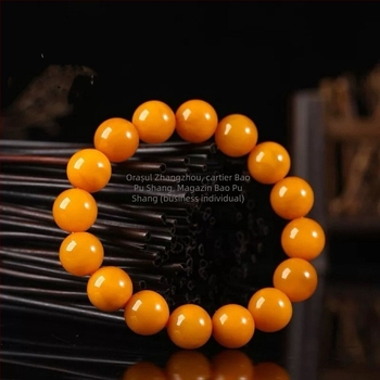 Brățară din chihlimar natural și ceară de albine - unisex, realizată manual, formă geometrică