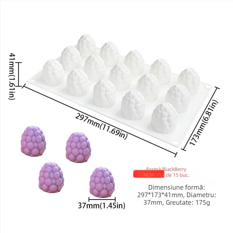 Formă pentru prăjituri din silicon – 15 piese, mousse de fructe, formă neregulată, ambalare individuală