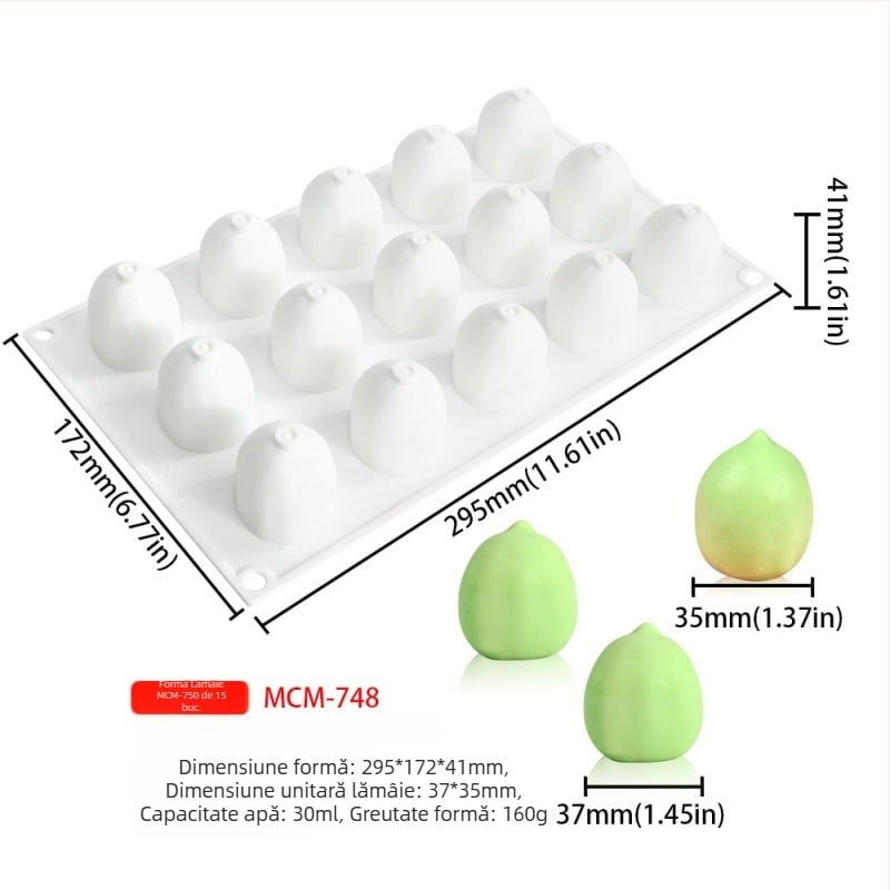 Formă pentru prăjituri din silicon – 15 piese, mousse de fructe, formă neregulată, ambalare individuală