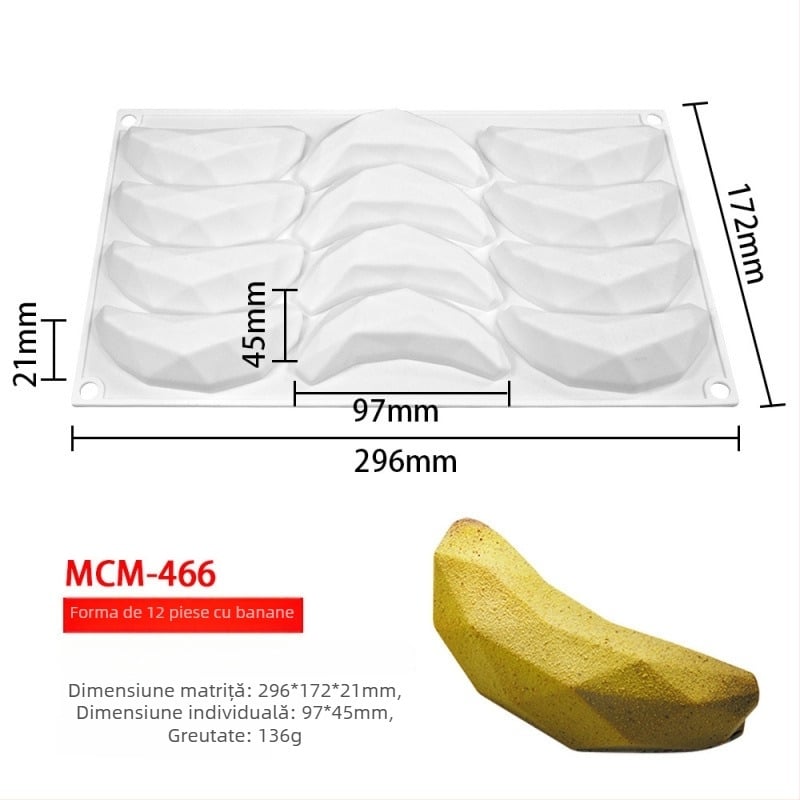 Formă pentru prăjituri din silicon – 15 piese, mousse de fructe, formă neregulată, ambalare individuală