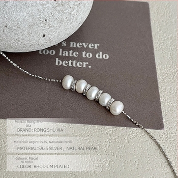 Colier din argint S925 cu perle naturale, design zâmbet, stil Ins, electroplacare