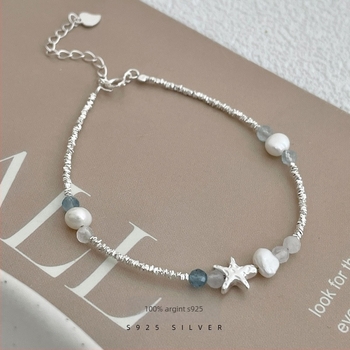 Brățară din argint 925 cu perle naturale, formă de stea, stil nișă pentru femei