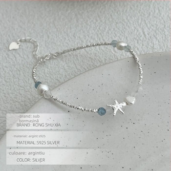 Brățară din argint 925 cu perle naturale, formă de stea, stil nișă pentru femei