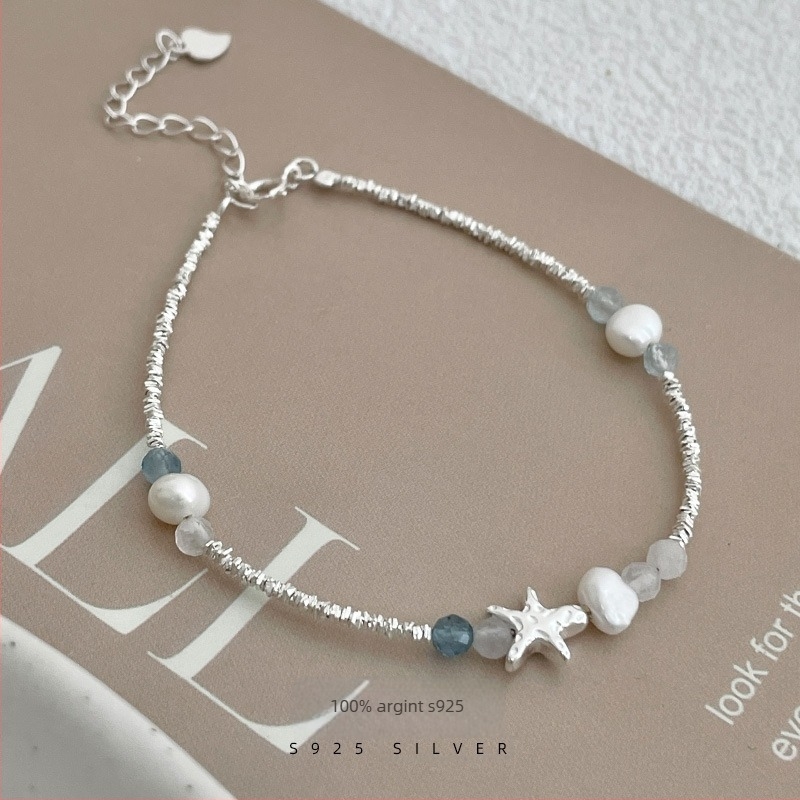 Brățară din argint 925 cu perle naturale, formă de stea, stil nișă pentru femei