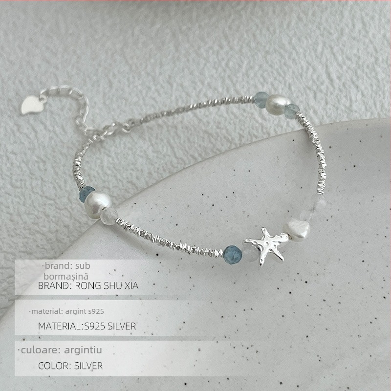 Brățară din argint 925 cu perle naturale, formă de stea, stil nișă pentru femei