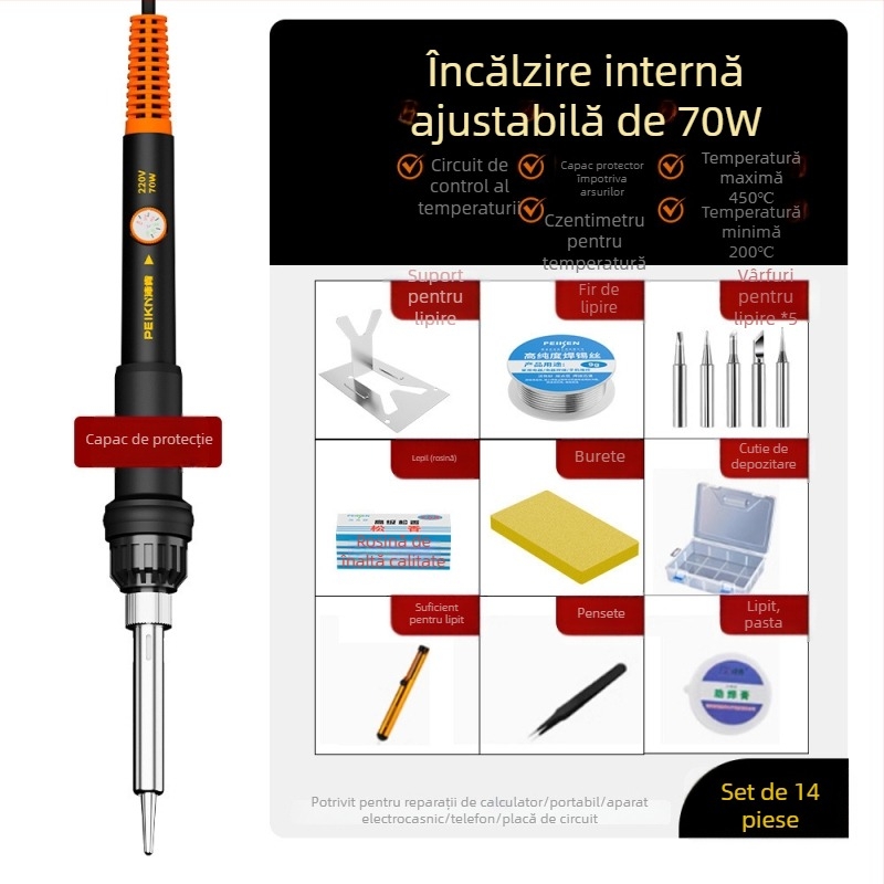 Fier de lipit electric cu element de încălzire ceramic, 220V, calitate profesională, pentru lipit, dezlipire, pirografie