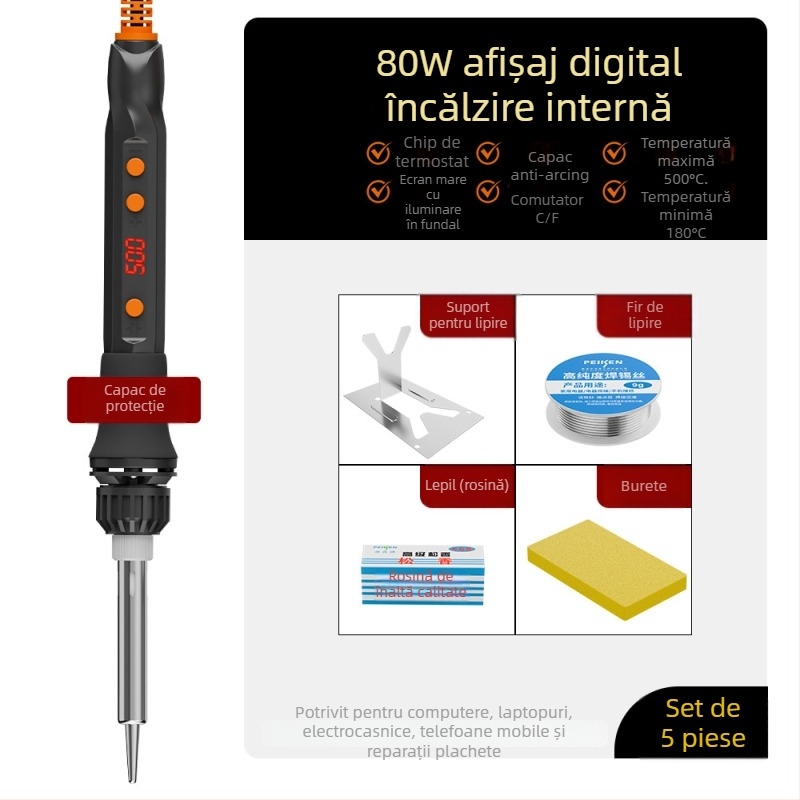 Fier de lipit electric cu element de încălzire ceramic, 220V, calitate profesională, pentru lipit, dezlipire, pirografie