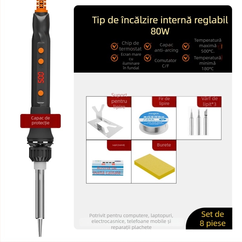 Fier de lipit electric cu element de încălzire ceramic, 220V, calitate profesională, pentru lipit, dezlipire, pirografie