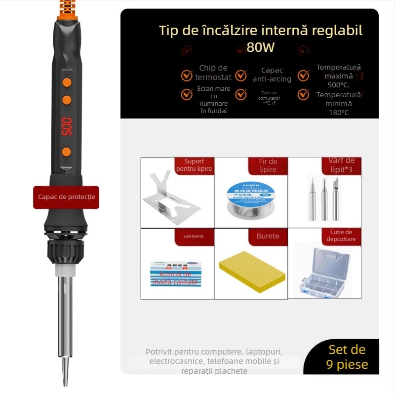 Fier de lipit electric cu element de încălzire ceramic, 220V, calitate profesională, pentru lipit, dezlipire, pirografie