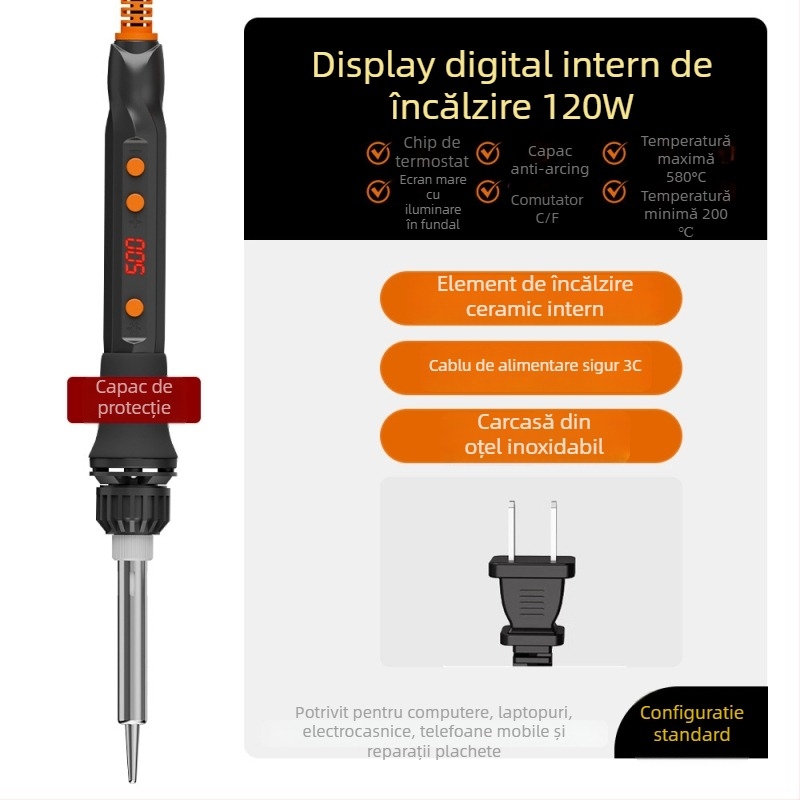 Fier de lipit electric cu element de încălzire ceramic, 220V, calitate profesională, pentru lipit, dezlipire, pirografie