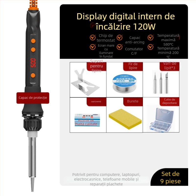 Fier de lipit electric cu element de încălzire ceramic, 220V, calitate profesională, pentru lipit, dezlipire, pirografie