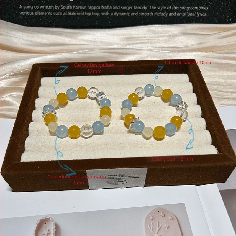 Brățară din calcedon, cristal natural, mărgele lucrate manual, pentru femei, forme geometrice