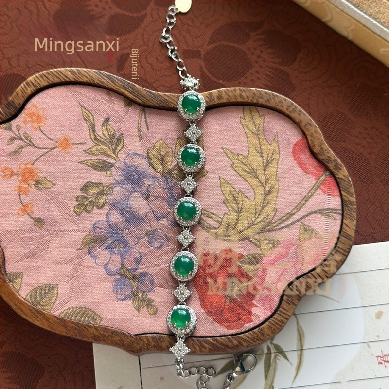 Brățară din agată cu zirconiu pentru femei – design geometric, stil proaspăt și dulce, Henan, primăvara 2025