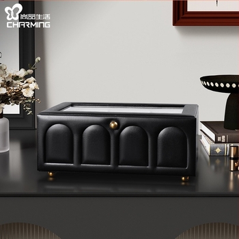 Cutie bijuterii sp01321 — din piele, dură, cu trei niveluri și capac rabatabil