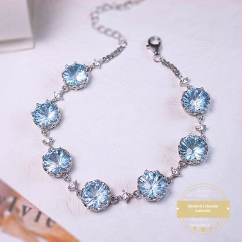 Brățară cu Topaz | Piatră de Topaz, Argint pur încrustat, Tehnică de încrustare, Stil minimalist, Set de 7 bucăți