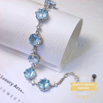 Brățară cu Topaz | Piatră de Topaz, Argint pur încrustat, Tehnică de încrustare, Stil minimalist, Set de 7 bucăți