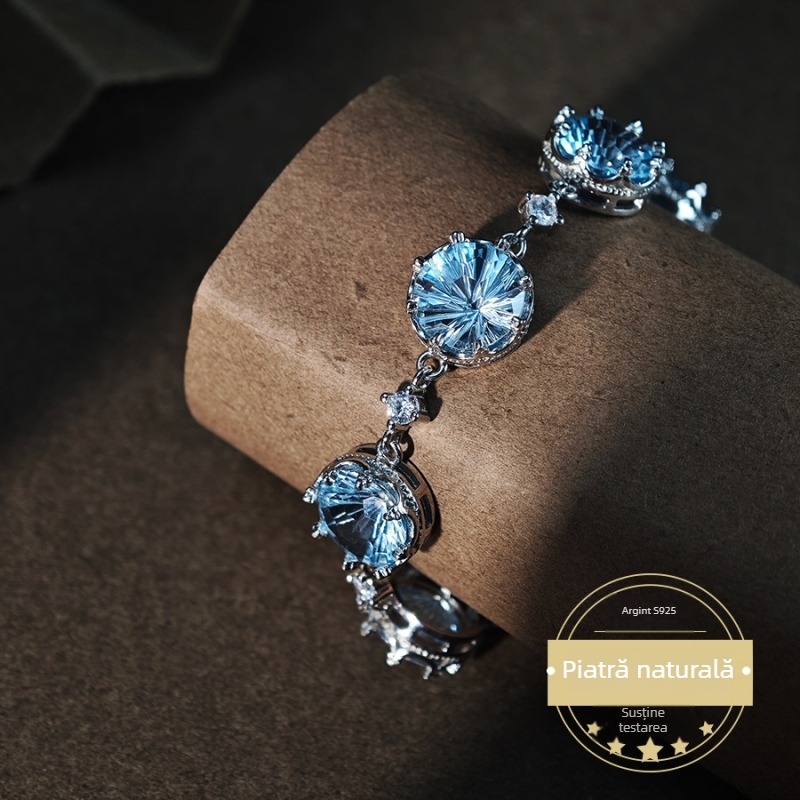 Brățară cu Topaz | Piatră de Topaz, Argint pur încrustat, Tehnică de încrustare, Stil minimalist, Set de 7 bucăți