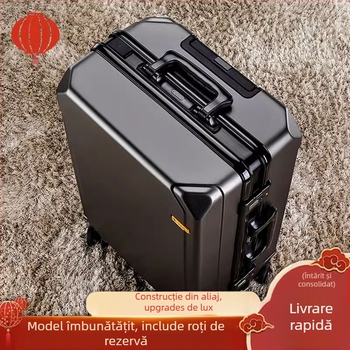 Valiză de călătorie din ABS, deschidere cu fermoar, port USB pentru încărcare, roți universale, greutate 4 kg.