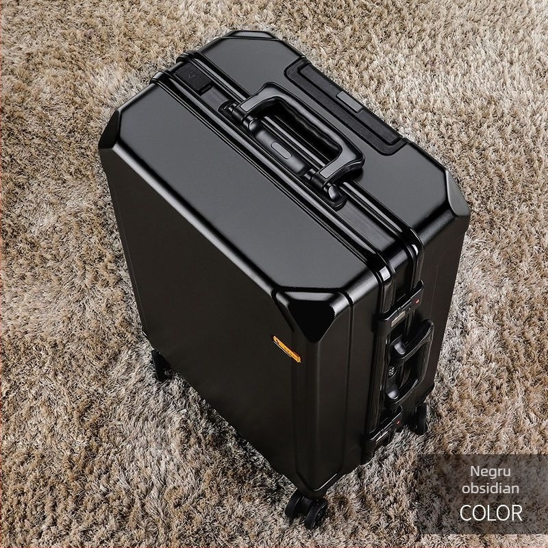 Valiză de călătorie din ABS, deschidere cu fermoar, port USB pentru încărcare, roți universale, greutate 4 kg.