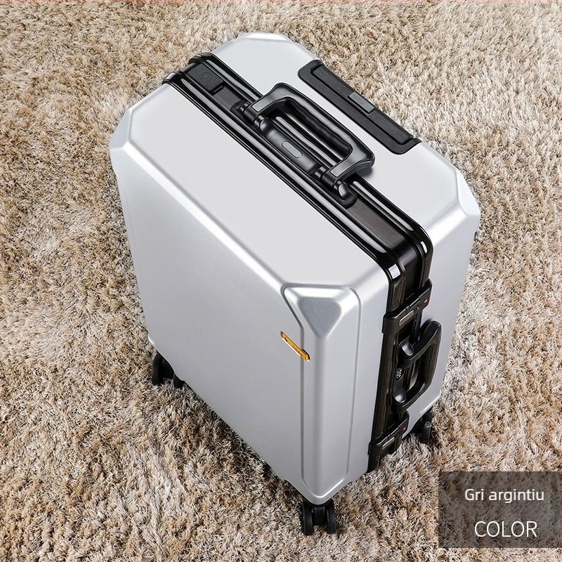 Valiză de călătorie din ABS, deschidere cu fermoar, port USB pentru încărcare, roți universale, greutate 4 kg.