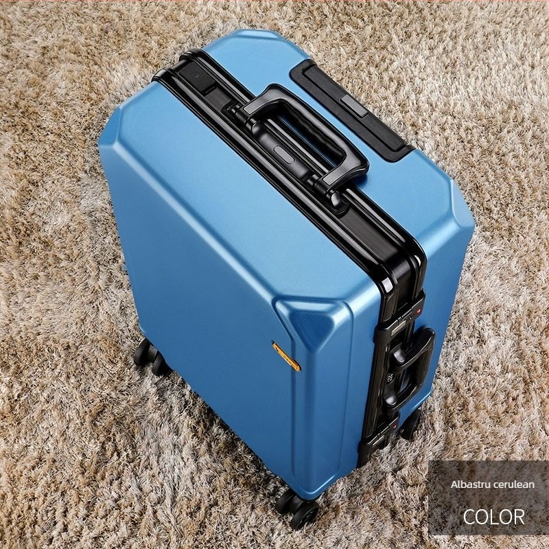 Valiză de călătorie din ABS, deschidere cu fermoar, port USB pentru încărcare, roți universale, greutate 4 kg.