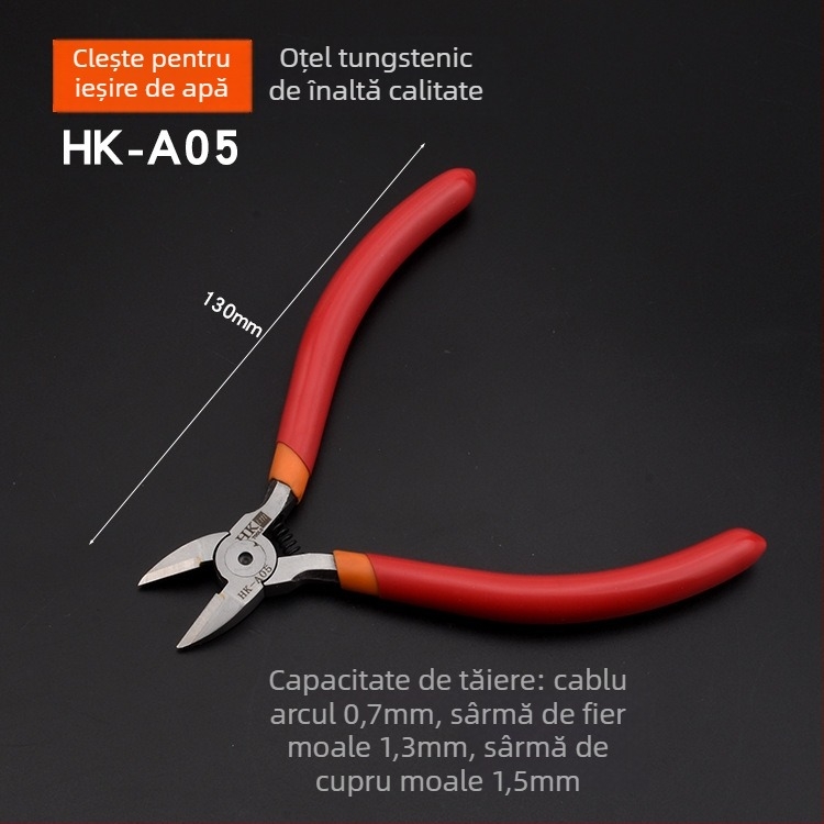 Clește diagonale HK, material: oțel wolfram, greutate 0.3, diametru tăiere 0.6, potrivit pentru fier/otel/plastic