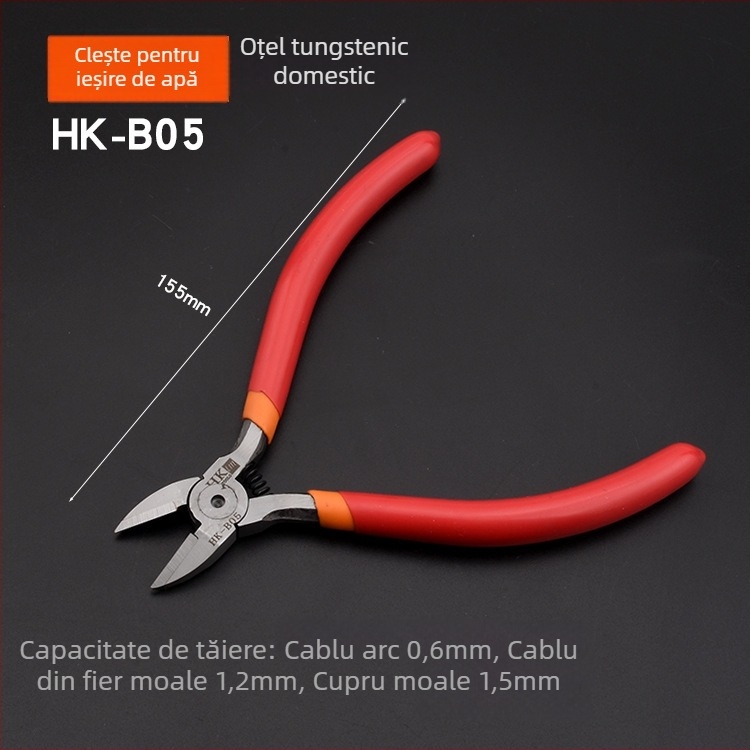 Clește diagonale HK, material: oțel wolfram, greutate 0.3, diametru tăiere 0.6, potrivit pentru fier/otel/plastic
