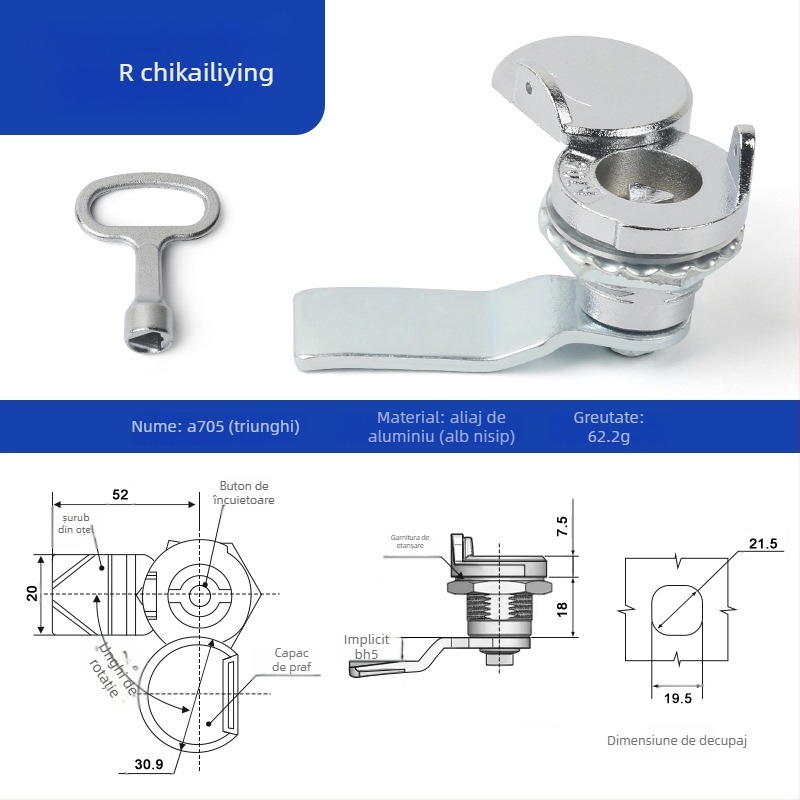 A705 lacăt limbă pentru cutie de distribuție exterioră – cilindru încuietor, aliaj de zinc, universal pentru cutii, design modern