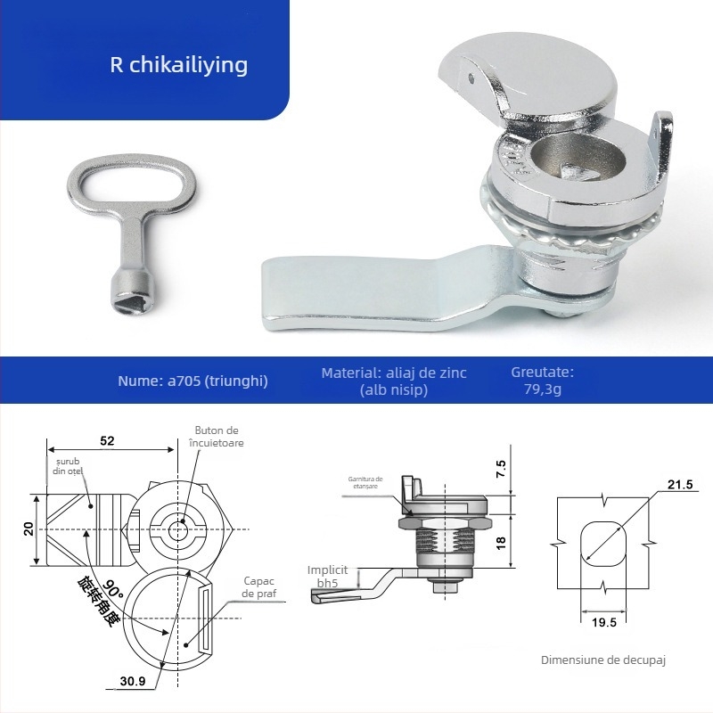 A705 lacăt limbă pentru cutie de distribuție exterioră – cilindru încuietor, aliaj de zinc, universal pentru cutii, design modern