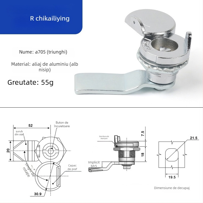 A705 lacăt limbă pentru cutie de distribuție exterioră – cilindru încuietor, aliaj de zinc, universal pentru cutii, design modern