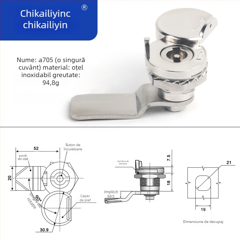 A705 lacăt limbă pentru cutie de distribuție exterioră – cilindru încuietor, aliaj de zinc, universal pentru cutii, design modern