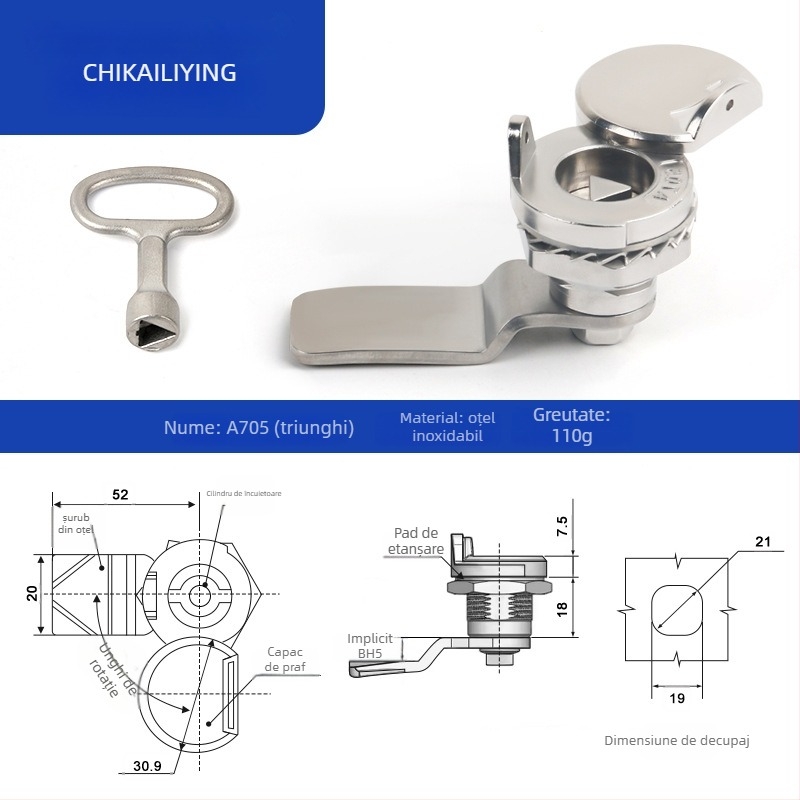 A705 lacăt limbă pentru cutie de distribuție exterioră – cilindru încuietor, aliaj de zinc, universal pentru cutii, design modern