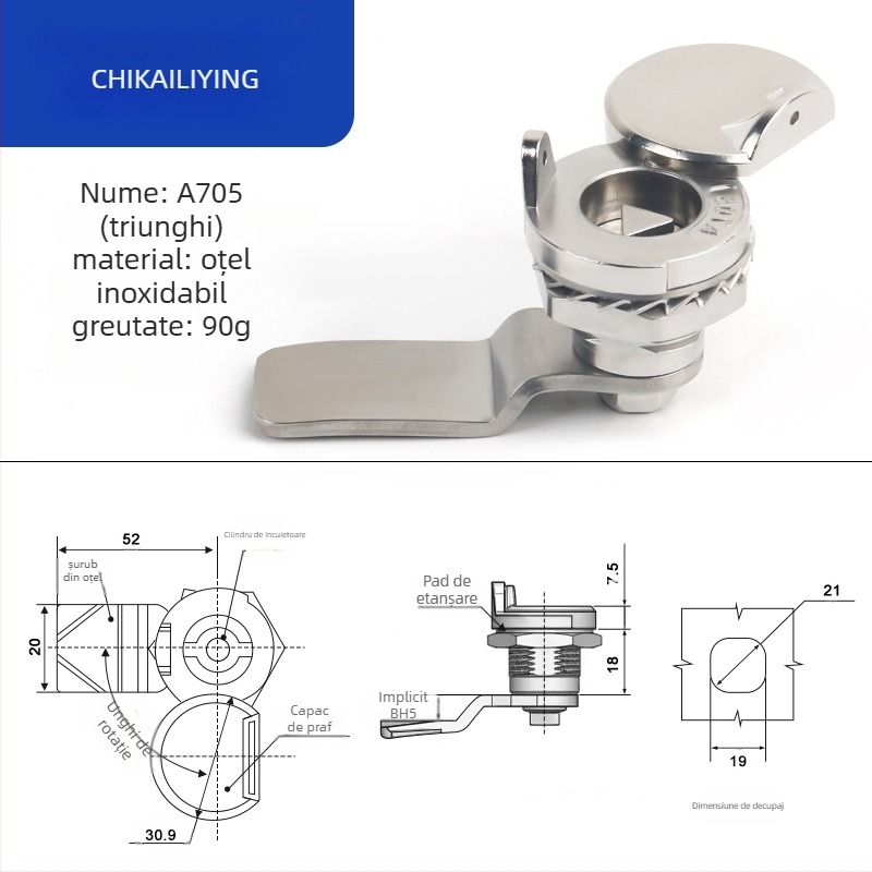A705 lacăt limbă pentru cutie de distribuție exterioră – cilindru încuietor, aliaj de zinc, universal pentru cutii, design modern