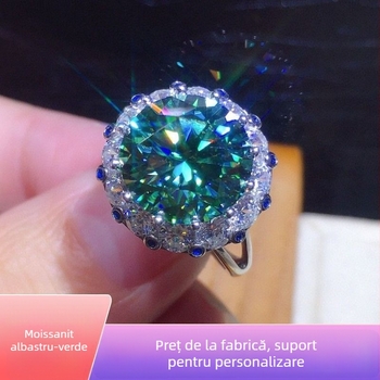 Inel deschis cu Moisanit, tăiere 8 inimi 8 săgeți, cupru placat Pt950, design geometric, pentru femei