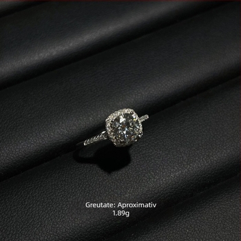 Inel cu argint 925, moissanit, formă pătrată geometrică, pentru femei – Meibei Silver City