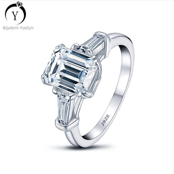 Inel cu design geometric în argint 925, tratament cu diamant, YUDIYIR