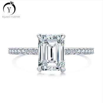 Inel cu moissanit, argint 925, design geometric, pentru femei