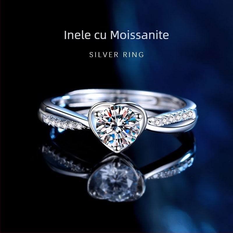 Inel în formă de inimă cu Moissanite, argint 925, culoare D, pentru logodnă, bijuterii pentru femei