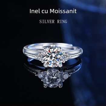 Inel din argint 925 cu moissanite, montură inimă cu patru gheare, eleganță fină, stil modern și versatil pentru femei