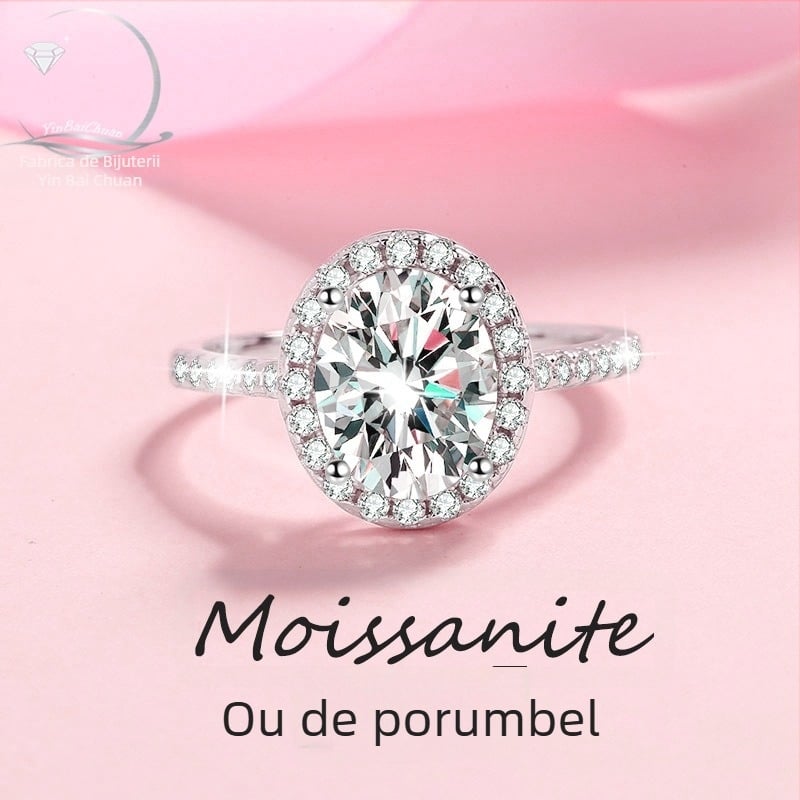 Inel cu moissanit, argint 925, formă geometrică, placare electroplating, New Deyi