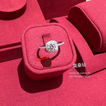 Inel din argint 925, accente cu Moissanit cubic, formă geometrică, placare electroplată, inel deschis reglabil