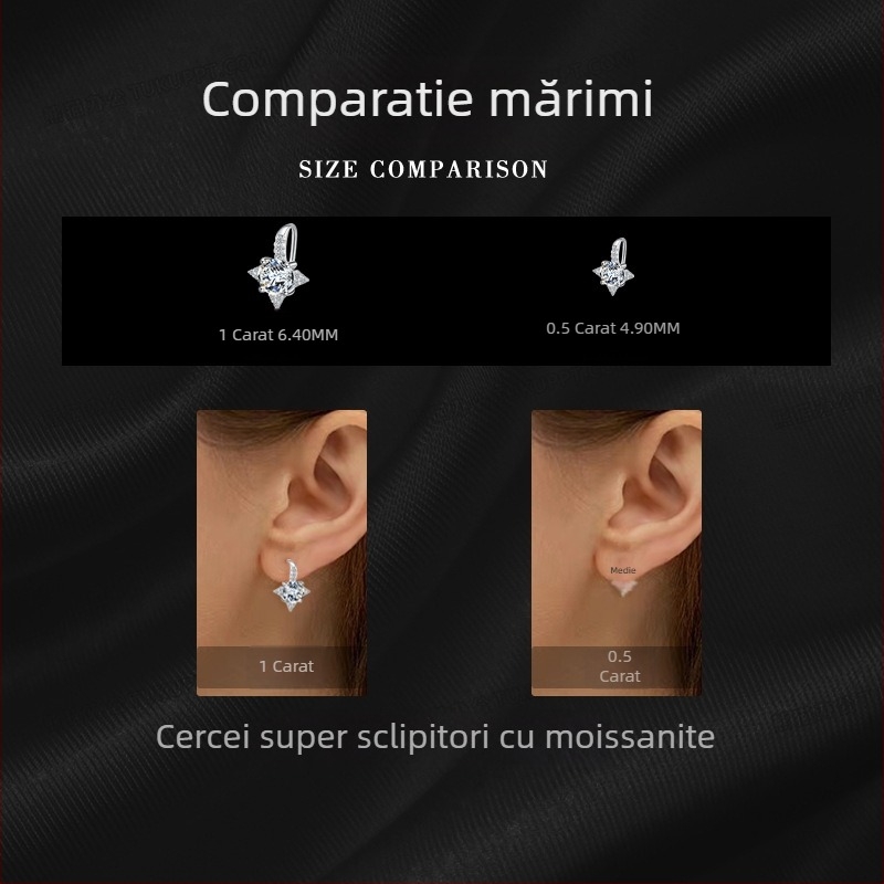 Cercei cu tijă pentru urechi, în formă de stea cu șase colțe – cupru, placare electroplată, stil nișă, lansare primăvara 2025