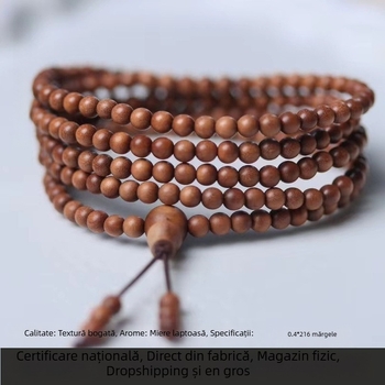 Brățară din Mysore Laoshan santal indian, lucrată manual, unisex, design cu cercuri multiple, mărgele rotunde, 216 mărgele