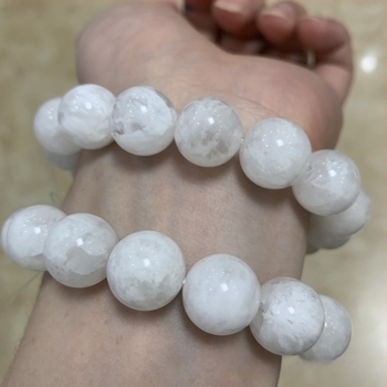 Brățară cu mărgele Snowflake Ghost Crystal – Naturală, Unisex (Material: Snowflake Ghost; Finisaj: Lustruit; Mărgele: 17)